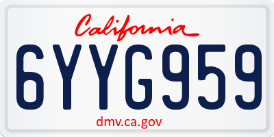 CA license plate 6YYG959