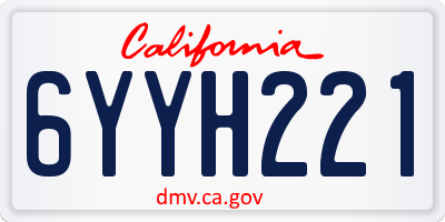 CA license plate 6YYH221