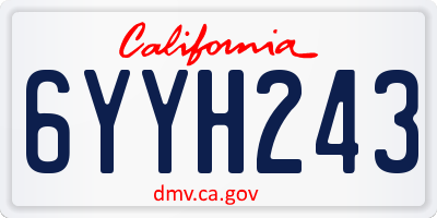 CA license plate 6YYH243