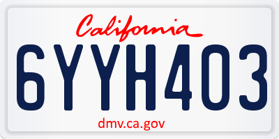 CA license plate 6YYH403
