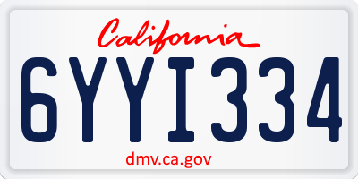 CA license plate 6YYI334