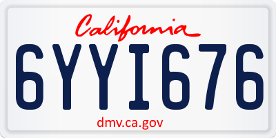 CA license plate 6YYI676