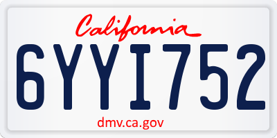 CA license plate 6YYI752