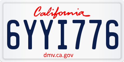 CA license plate 6YYI776