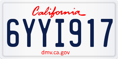 CA license plate 6YYI917