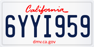 CA license plate 6YYI959