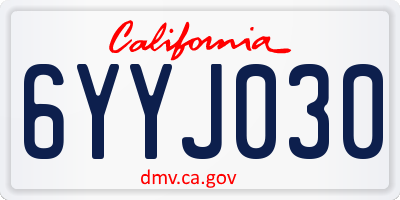 CA license plate 6YYJ030