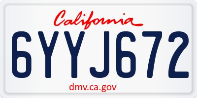 CA license plate 6YYJ672