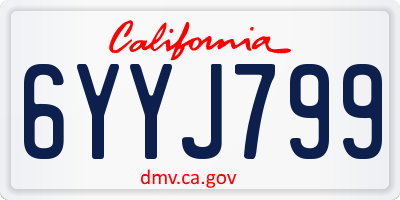 CA license plate 6YYJ799