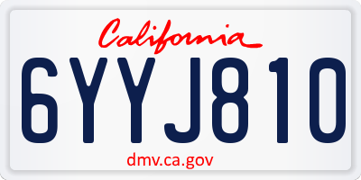 CA license plate 6YYJ810