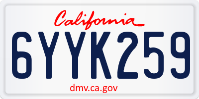 CA license plate 6YYK259