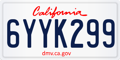 CA license plate 6YYK299