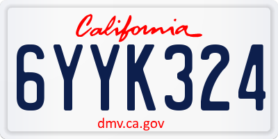 CA license plate 6YYK324