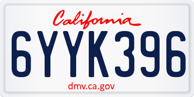 CA license plate 6YYK396