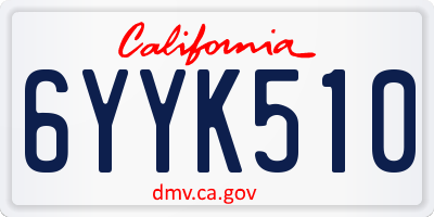 CA license plate 6YYK510