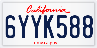 CA license plate 6YYK588