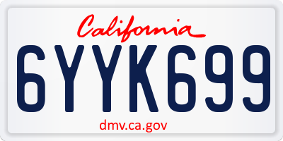 CA license plate 6YYK699