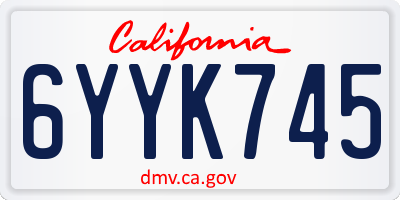 CA license plate 6YYK745