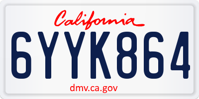 CA license plate 6YYK864