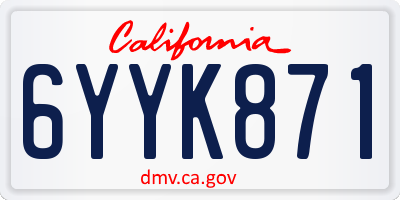 CA license plate 6YYK871