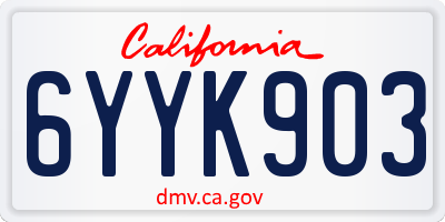 CA license plate 6YYK903