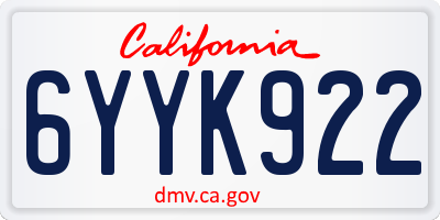 CA license plate 6YYK922