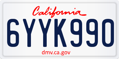 CA license plate 6YYK990
