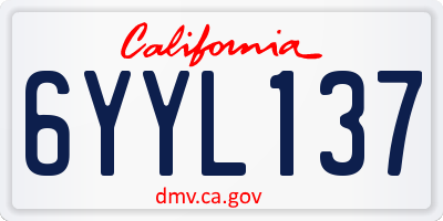 CA license plate 6YYL137