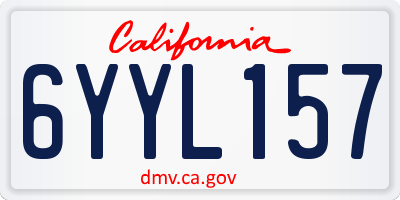 CA license plate 6YYL157