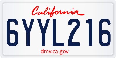 CA license plate 6YYL216