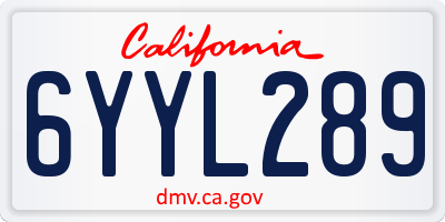 CA license plate 6YYL289