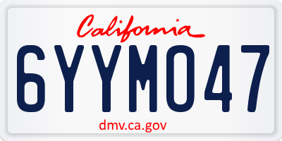 CA license plate 6YYMO47