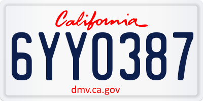 CA license plate 6YYO387