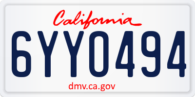 CA license plate 6YYO494