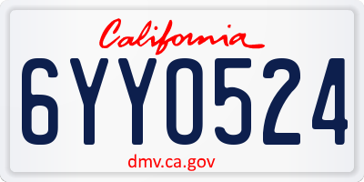 CA license plate 6YYO524