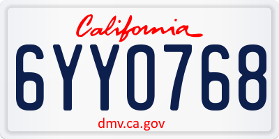 CA license plate 6YYO768