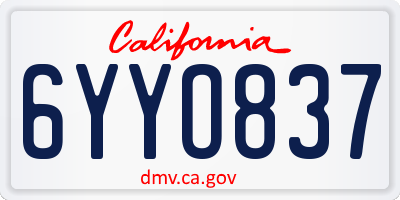 CA license plate 6YYO837