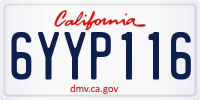 CA license plate 6YYP116