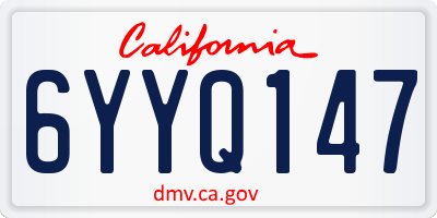 CA license plate 6YYQ147