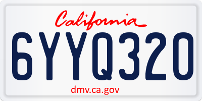 CA license plate 6YYQ320