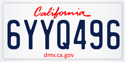CA license plate 6YYQ496