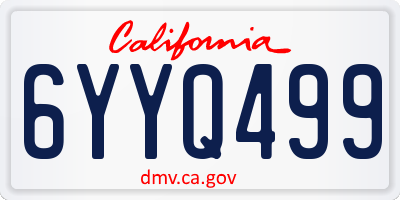 CA license plate 6YYQ499