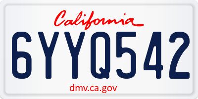 CA license plate 6YYQ542