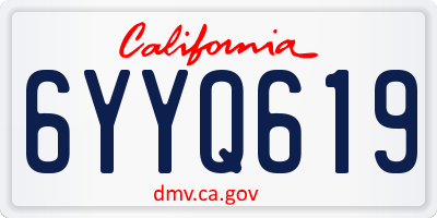 CA license plate 6YYQ619