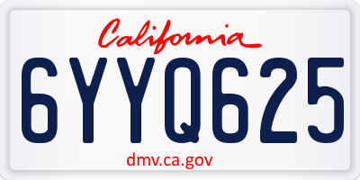 CA license plate 6YYQ625