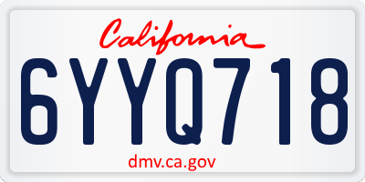 CA license plate 6YYQ718