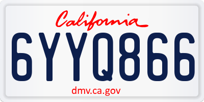 CA license plate 6YYQ866