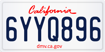 CA license plate 6YYQ896