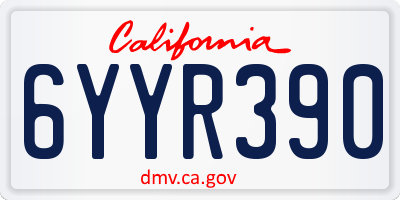 CA license plate 6YYR390