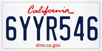 CA license plate 6YYR546